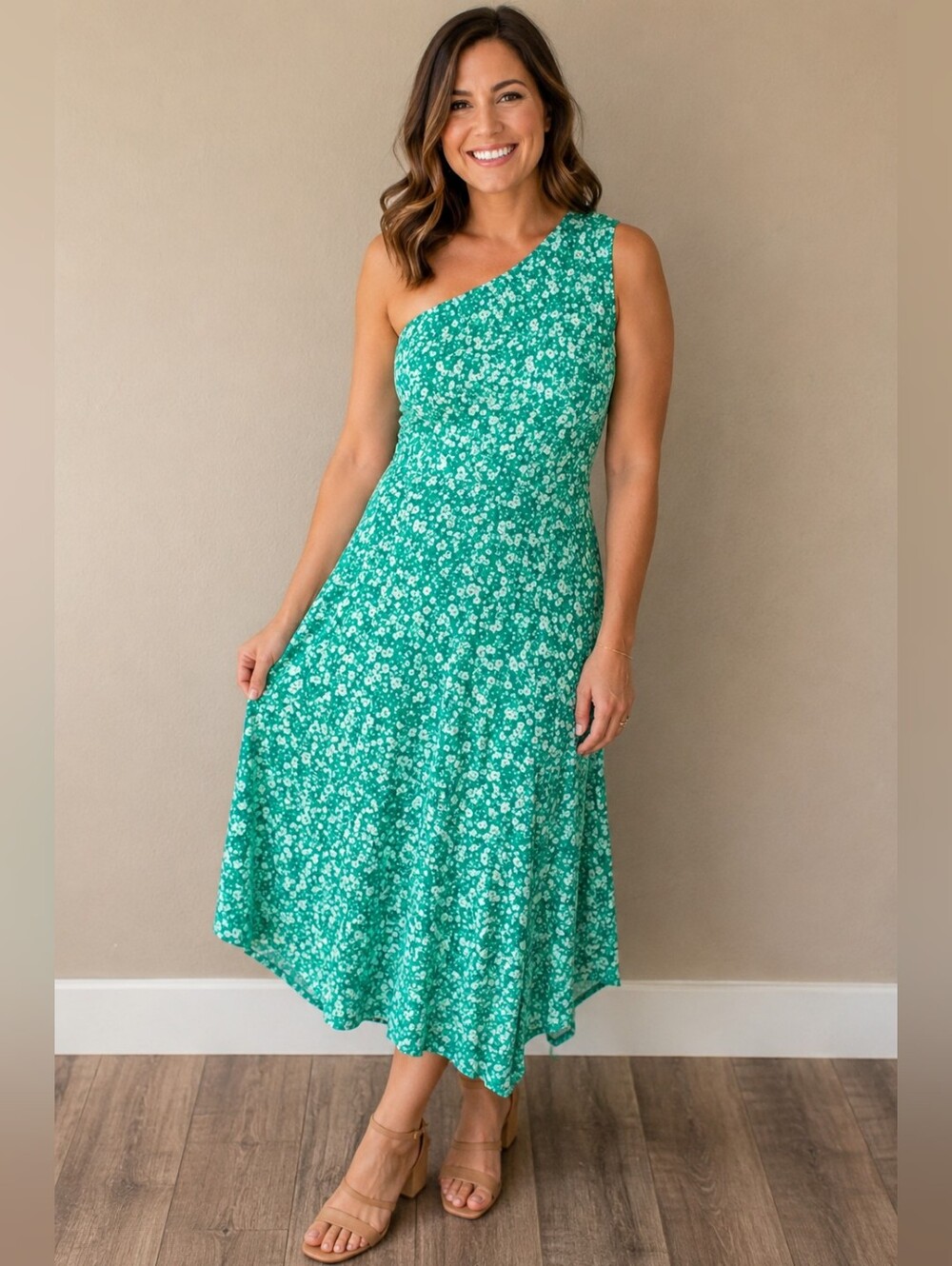 NWT Zesica Green and White Sun Dress